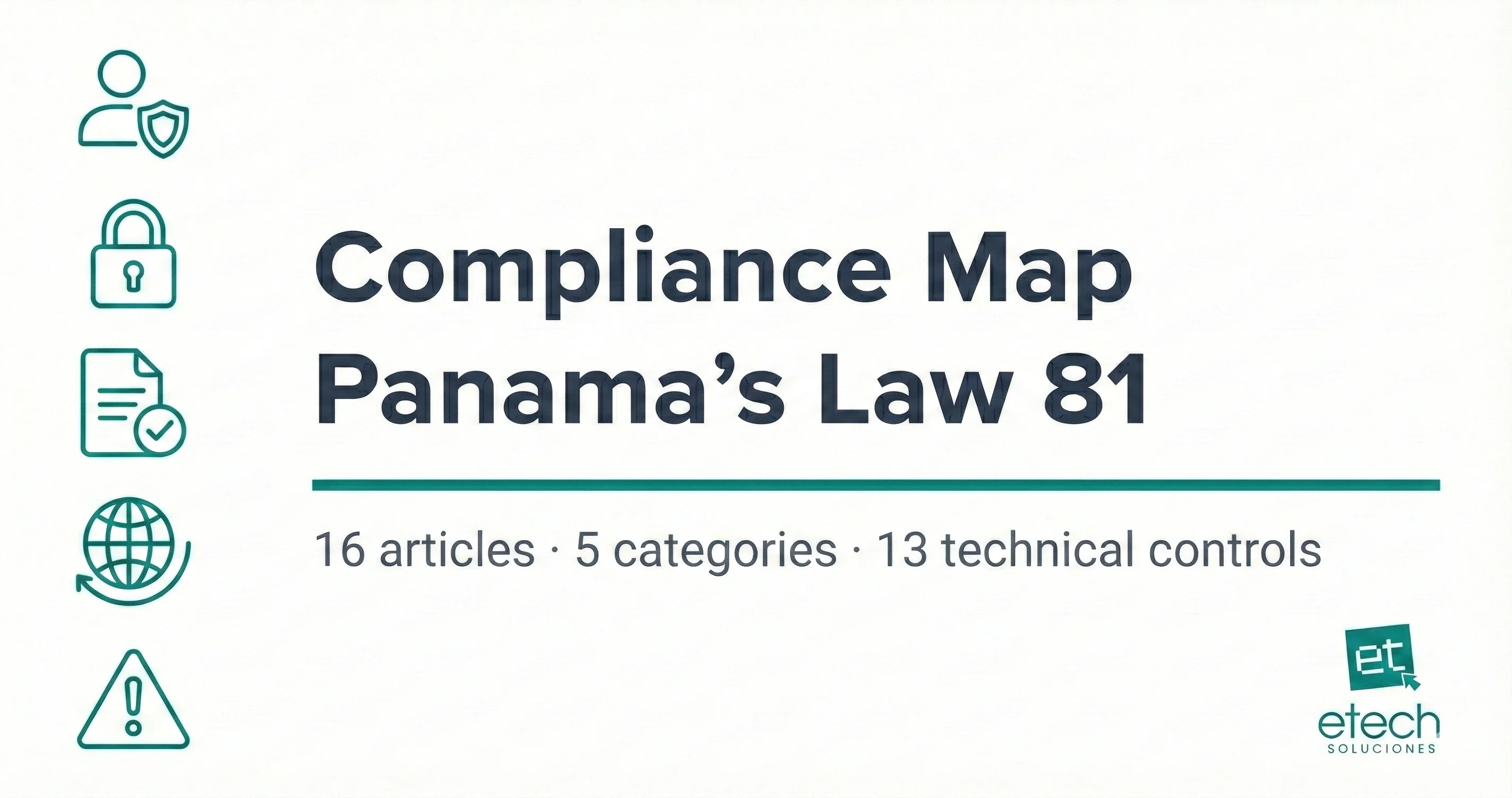 Compliance map showing 5 categories of Panama's Law 81 against technical controls